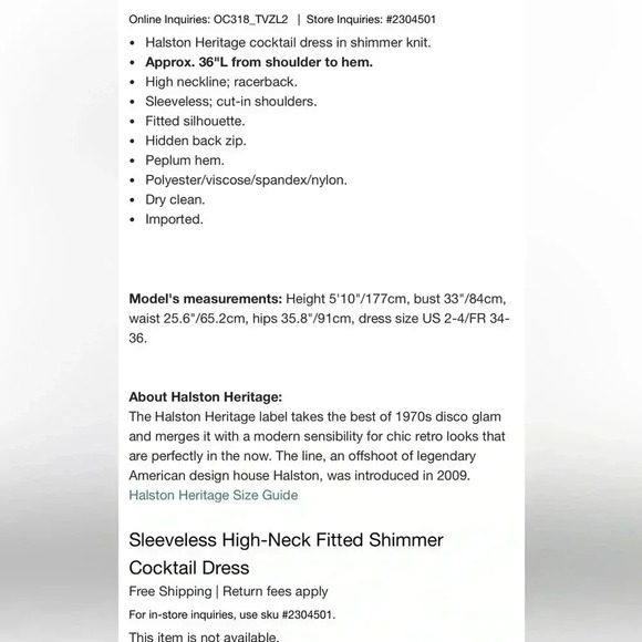 PLEASE READ Halston Heritage Sleeveless High-Neck Fitted Shimmer Cocktail Dress - Picture 15 of 15